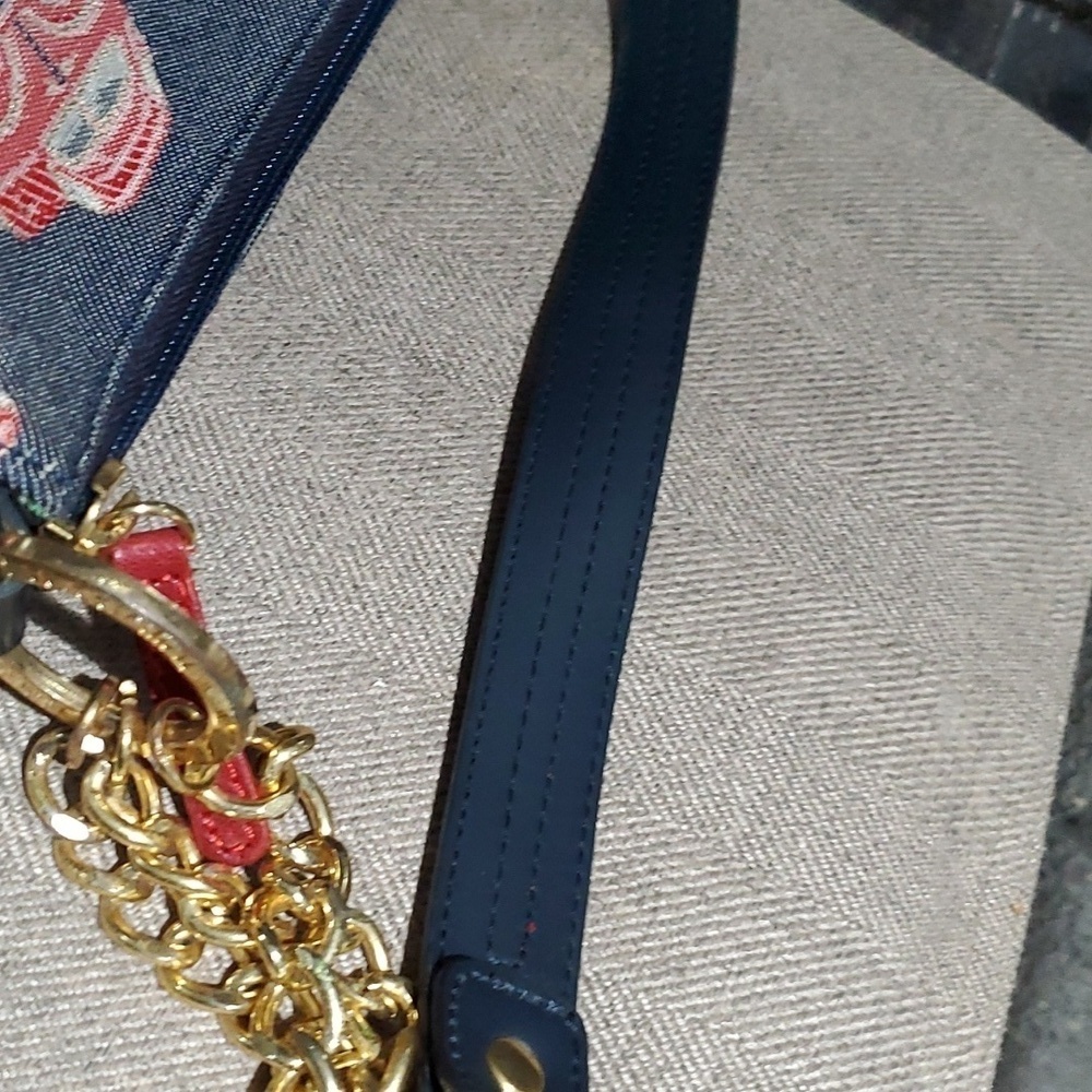 VINTAGE BRACCIALINI BAG W CARS WOMENS SHOULDER BAG SMALL BLUE RED ORANGE - Picture 8 of 16